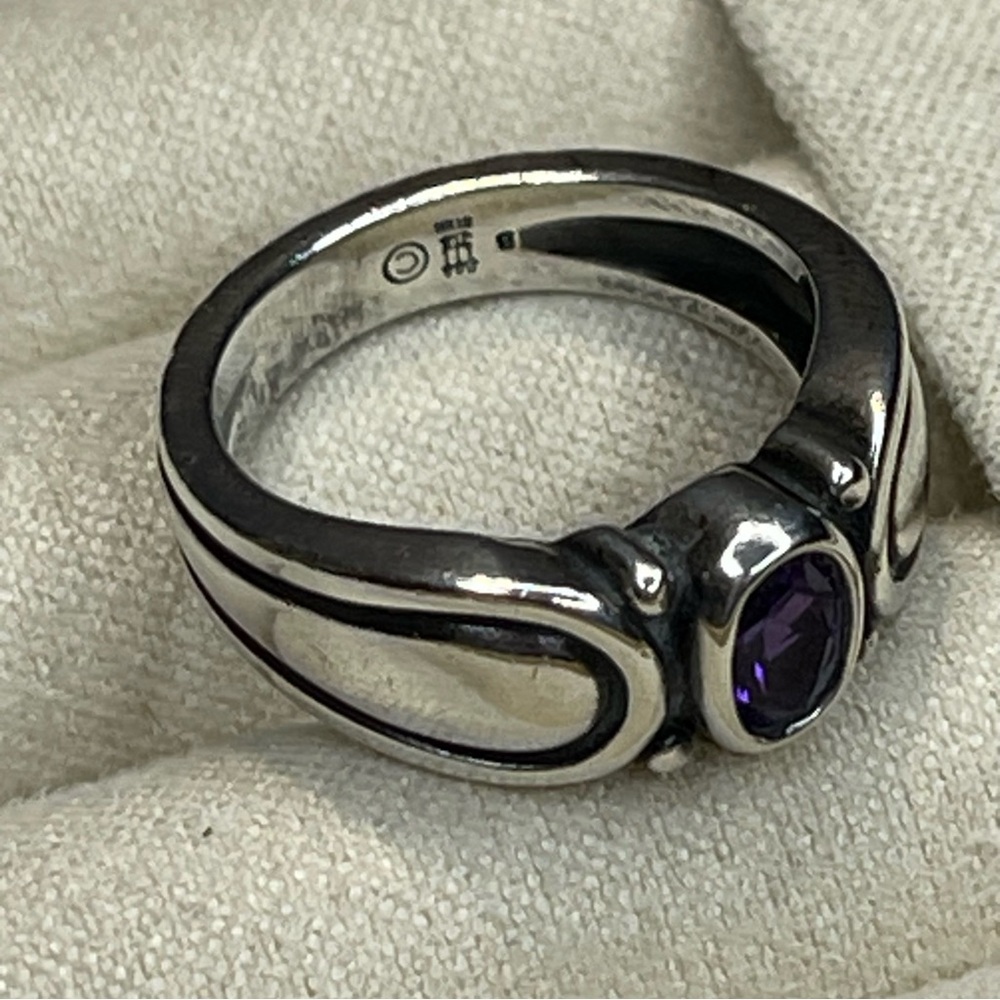 James Avery RETIRED HTF Sterling Silver Scroll Amethyst OVAL Ring Size 5.5